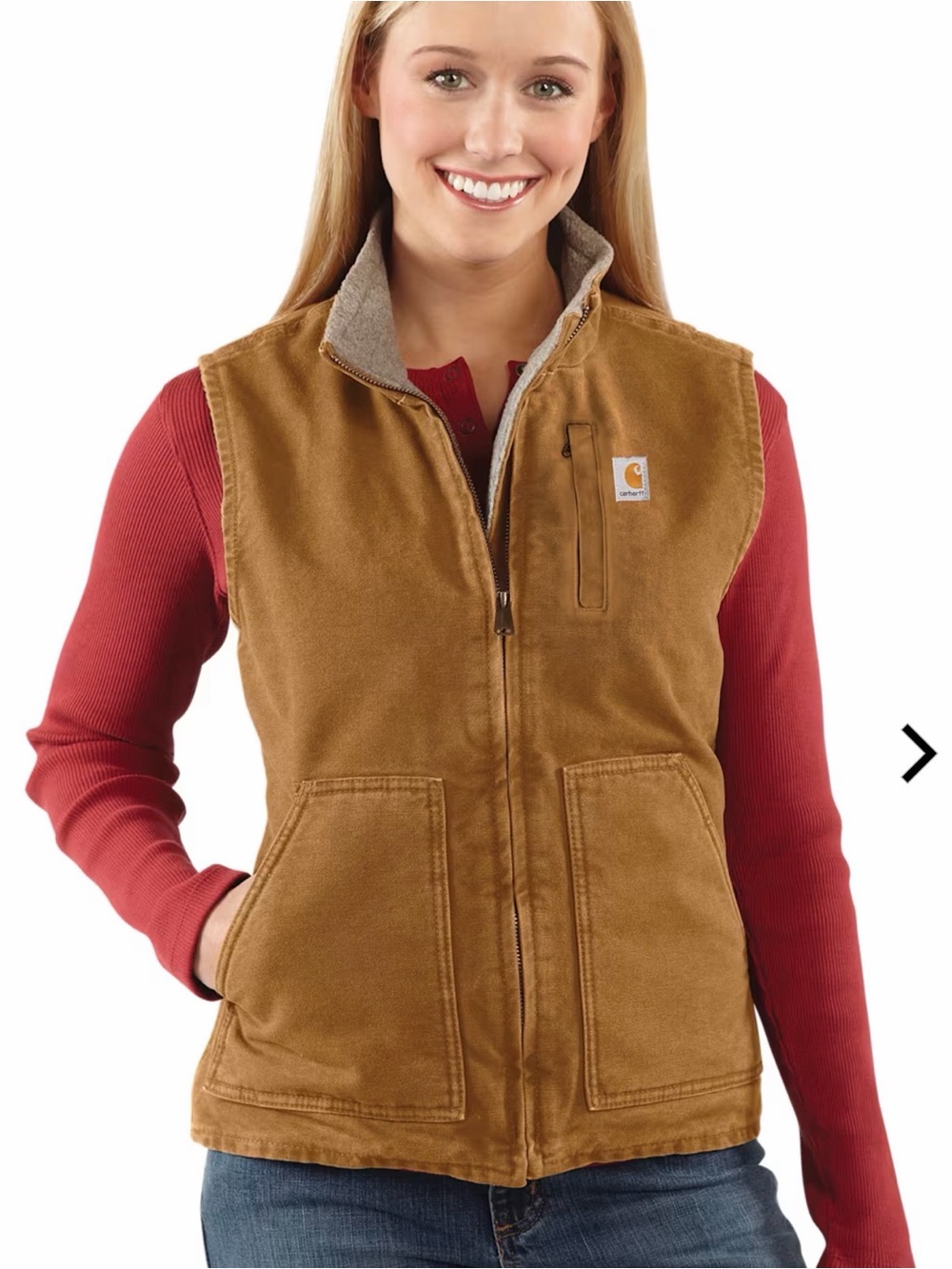NWT Carhartt Washed Duck Sherpa-Lined Mock-Neck Relaxed-Fit Vest Size L